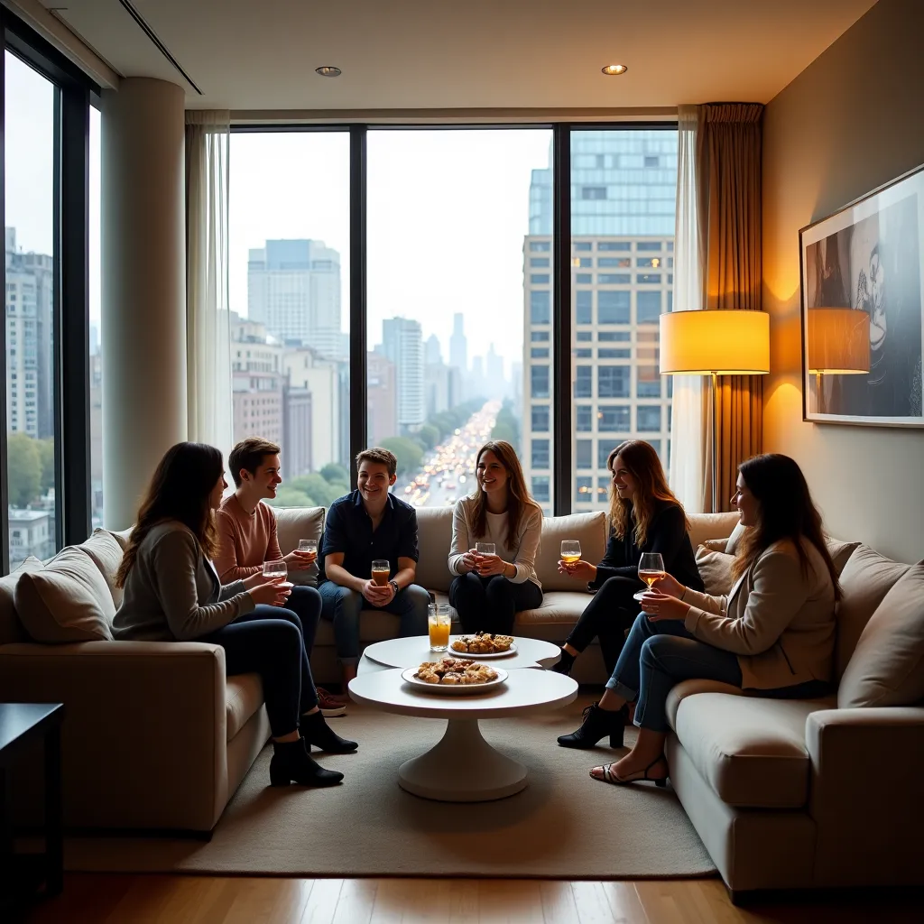 Appartement urbain de luxe avec vue sur la ville.